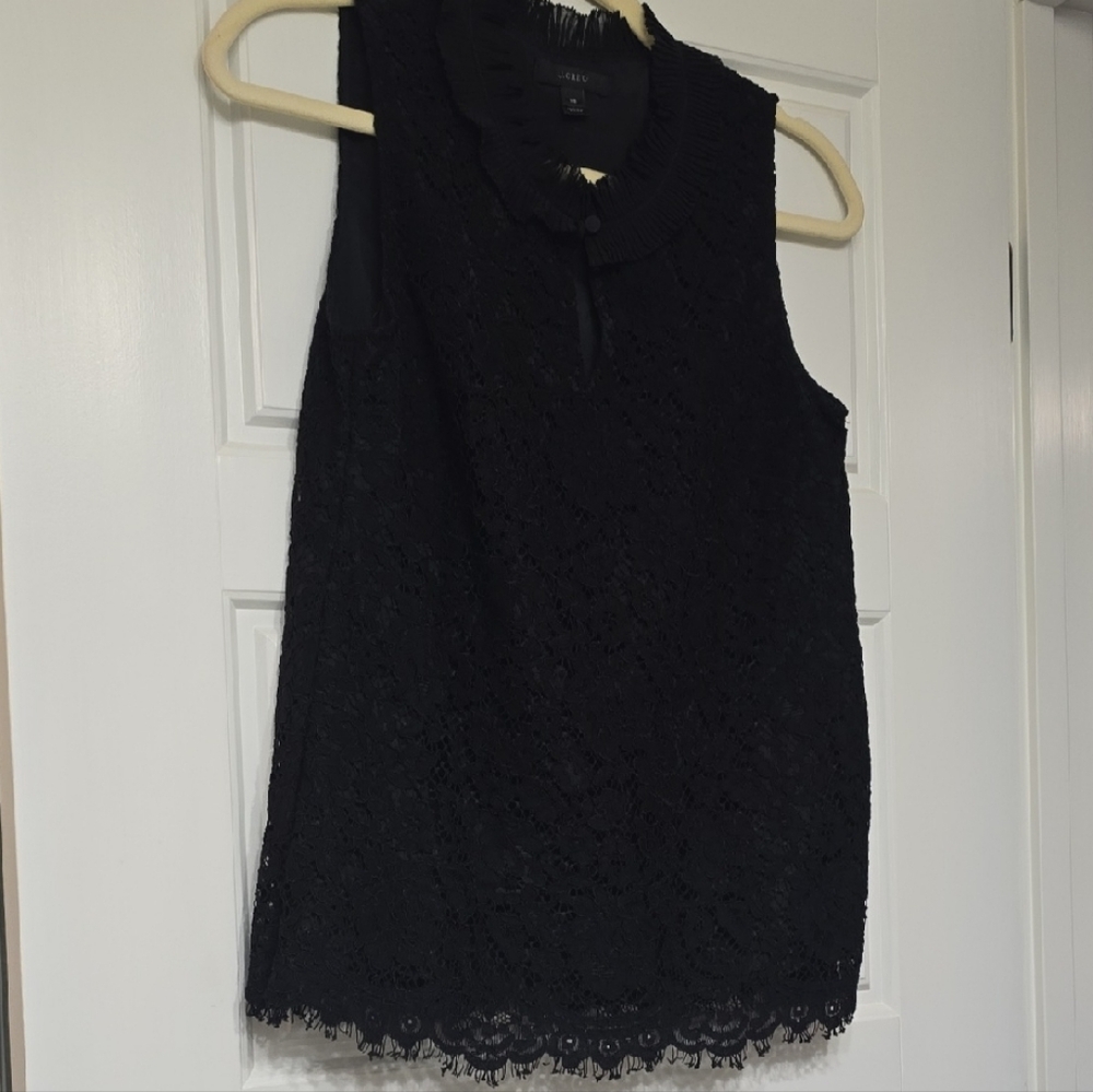 J. Crew Chic Black Lace Sleeveless Blouse